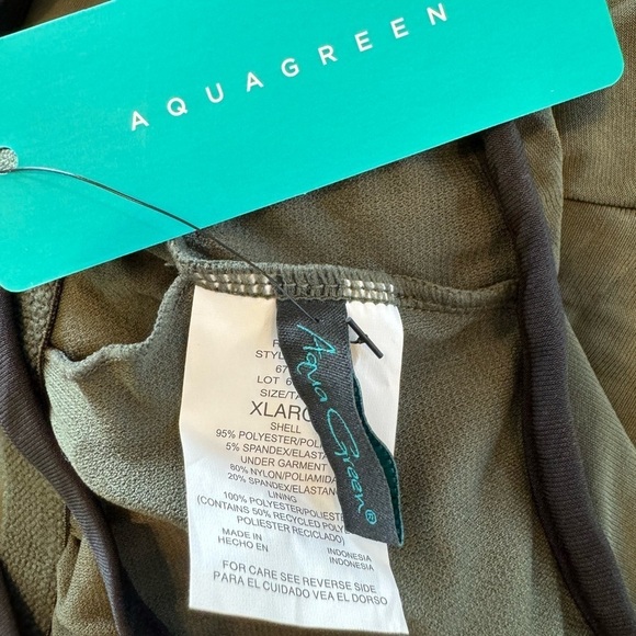 NWT, Aqua Green Onesie Bathing Suit, Olive Green/Black, Extra Large - Picture 5 of 10